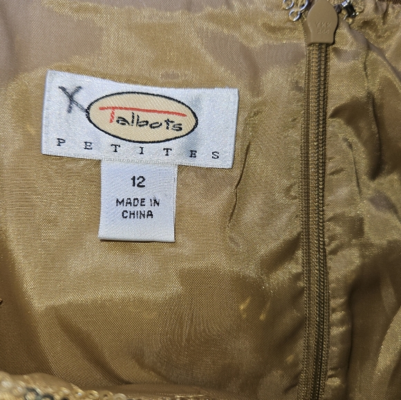 NWOT Talbots gold bronze sequined silk shift dress Womens 12 - Picture 4 of 9